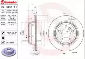 BREMBO Brake disc 09.B338.11 Brake rotor,Brake discs BMW,3 Touring (F31),3 Limousine (F30, F80),3 GT (F34),4 Gran Coupe (F36),4 Coupe (F32, F82)