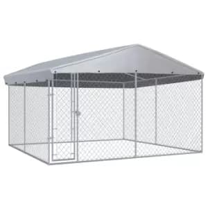 Vidaxl Outdoor Dog Kennel With Roof 382X382X225 Cm