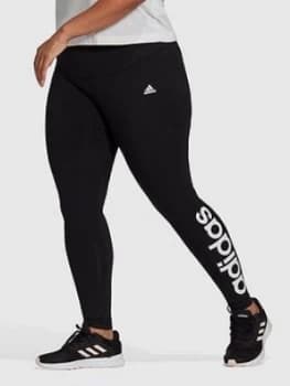 Adidas Linear Leggings (Plus Size) - Black/White