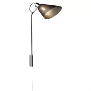 1 Light Indoor Wall Lamp Chrome, Black with Mesh Shade, E27