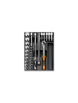 Beta Tools T80 29pc 1/2" Hex Socket & Accessory Set in Tray for Roller Cabs