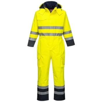 Portwest - S775YNRS - sz S Bizflame Rain Hi-Vis Multi Coverall - Yellow/Navy