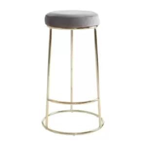 Olivia's Minerva Tall Bar Stool in Grey Velvet & Gold
