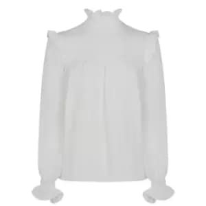 French Connection Boza Crinkle Smocked Top - White