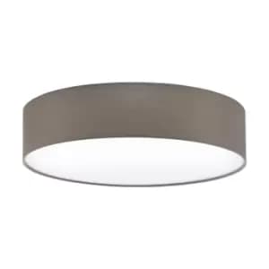 Flush Ceiling Light Colour White Shade Taupe White Fabric Bulb E27 3x60W