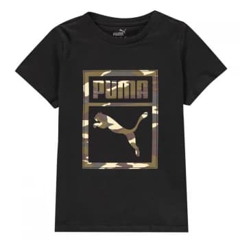 Puma Box QT T Shirt Junior Boys - Black/ Camo