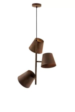COLT 3 Light Multi Arm Pendant Ceiling Light Rust 51x59.5cm