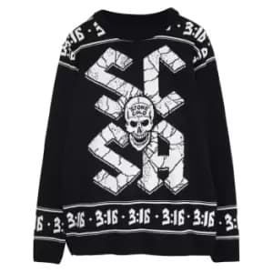 WWE Womens/Ladies Stone Cold Steve Austin Knitted Jumper (L) (Black/White)