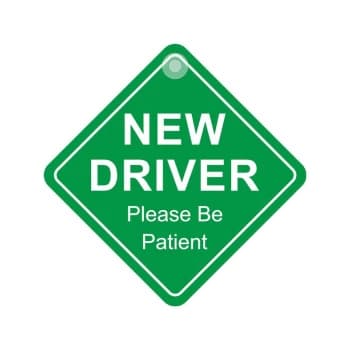 Suction Cup Diamond Sign - New driver please be patient - DH65 - Castle Promotions