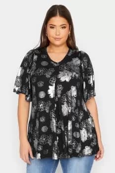 Floral Foil Print Top