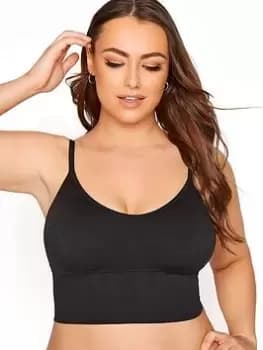 Yours Seamfree Longline Bralette - Black, Size 18-20, Women