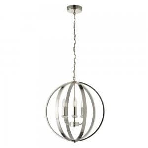 3 Light Wire Ceiling Pendant Bright Nickel & Clear Faceted Acrylic, E14