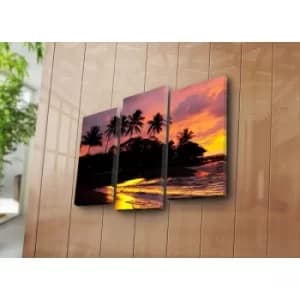 3PATK-75 Multicolor Decorative Canvas Painting (3 Pieces)