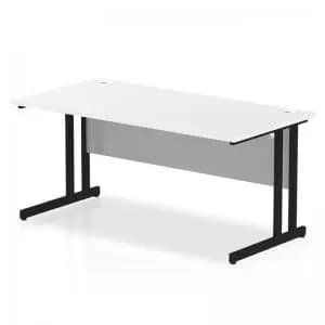 Impulse 1600 x 800mm Straight Desk White Top Black Cantilever Leg