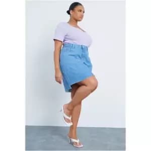 I Saw It First Plus Size Mini Denim Skirt - Blue