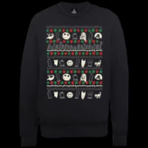 Disney The Nightmare Before Christmas Jack Sally Zero Faces Black Sweatshirt - L - Black