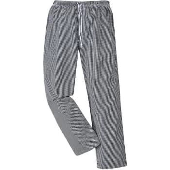 Portwest - C079 - Black Check Sz M Regular Bromley Chefs Trousers Checked