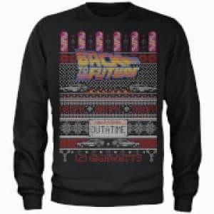 Back To The Future OUTATIME Mens Christmas Sweatshirt - Black