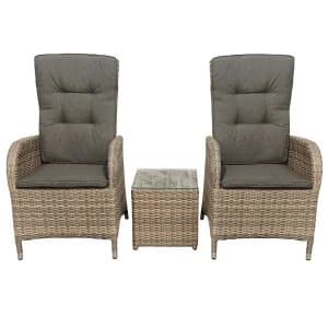 Mayfair 2-Seater Reclining Garden Set with Table - Brown