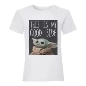 Star Wars: The Mandalorian Womens/Ladies My Good Side The Child Boyfriend T-Shirt (3XL) (White)
