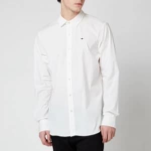 Tommy Jeans Mens Original Stretch Long Sleeve Shirt - Classic White - L