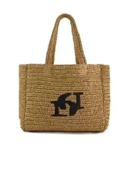 Dune London Drifting Woven Raffia Beach Tote - Natural Raffia