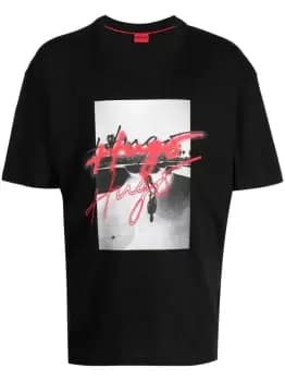 HUGO Graphic-print cotton T-Shirt Black