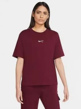Nike Nsw Essential Tee, Burgundy, Size XL, Women
