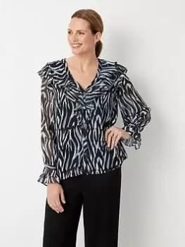 Wallis Zebra Print Zip Top - Blue Size 16, Women