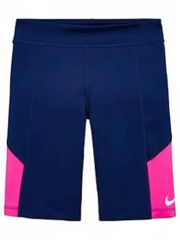 Nike Older Girls Trophy Cycling Running Shorts - Blue/Pink