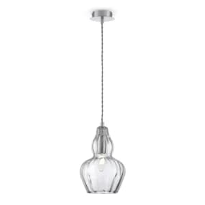 Eustoma Dome Ceiling Pendant Lamp Nickel, 1 Light, E14