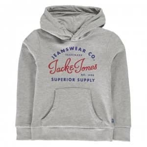 Jack and Jones Essentials Logo Hoodie Junior - Light Grey Mel