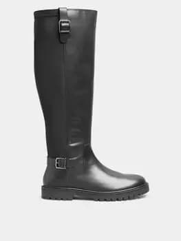 Long Tall Sally Leather Cleated Calf Boot Black, Size 11, Women