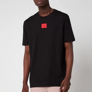HUGO Mens Regular Fit Red Logo T-Shirt - Black - L