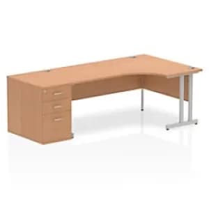 Dynamic Wave Right Hand Office Desk Oak MFC Cantilever Leg Grey Frame Impulse 2230/1200 x 800/600 x 730mm
