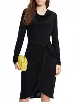 Ted Baker Neyda Jersey Drape Long Sleeve Mini Dress - Black, Size 2=10, Women