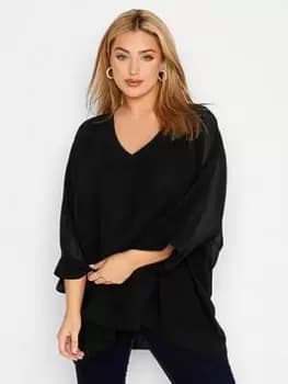 Yours London Rib Cape Top - Black, Size 16, Women