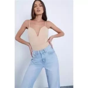 I Saw It First Stone Scuba Plunge Bodysuit - Brown