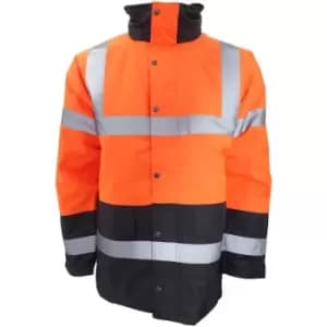 Portwest Mens Hi-Vis Waterproof Contrast Panel Traffic Jacket (L) (Orange/Navy) - Orange/Navy