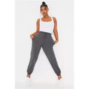 I Saw It First Tie Waist Front Binding Slim Fit Joggers - Grey