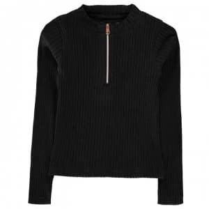 Firetrap Long Sleeve Ribbed Top Junior Girls - Jet Black