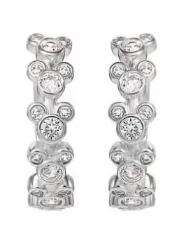 Disney Mickey Mouse Silver Plate Huggie Stone Set Stud Earrings, Multi