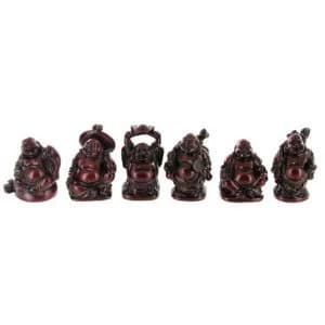 Red Resin Buddhas H5cm Set of 6