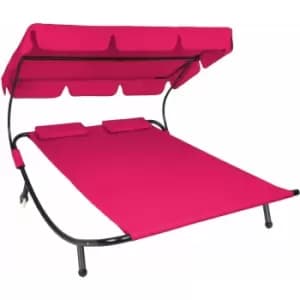 Tectake - Sun lounger double - double sun lounger, garden sunbed, sun lounge bed - magenta - magenta