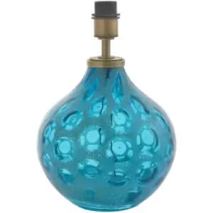 Merano Vibo Table Lamp Teal Artisan Glass & Matt Antique Brass Plate