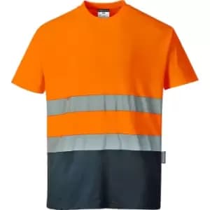 Portwest Two Tone Cotton Comfort Hi Vis T Shirt Orange / Navy 3XL
