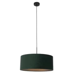 Sparkled Light Cylindrical Pendant Ceiling Light Matt Black, Green Shade