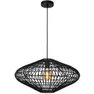 Lucide MAGALI - Rattan Pendant Light - Ø56cm - 1xE27 - Black