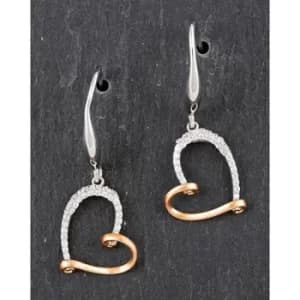 Matt Platinum & Rose Gold Plated Looped Heart Earrings