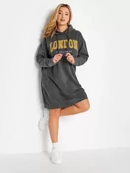 Yours Ladies Logo Hoody Sweatshirt Dress - Grey, Size 20, Women